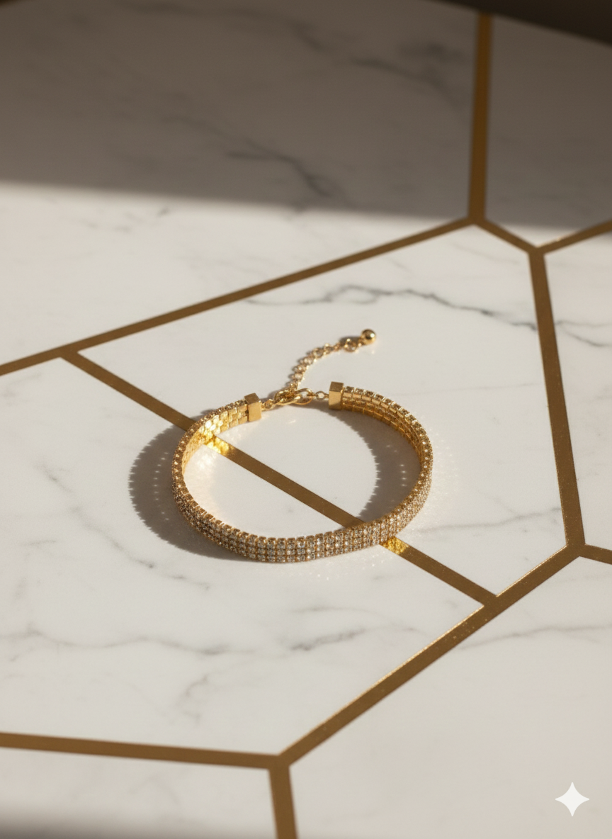 Luxury Gold-Plated Crystal Tennis Bracelet