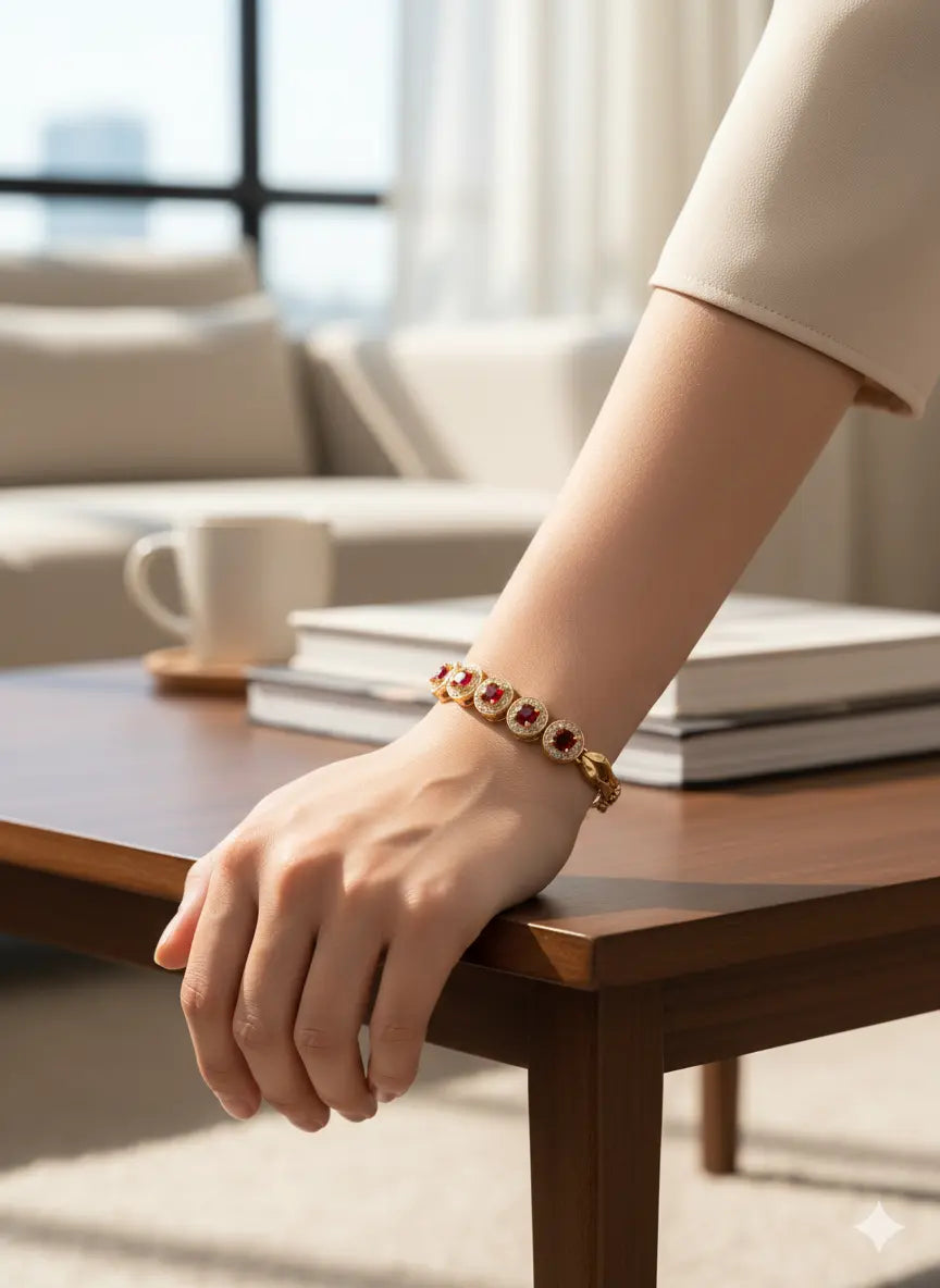 Ruby Shine Bracelet Gold Plated Elegant Women’s Jewelry