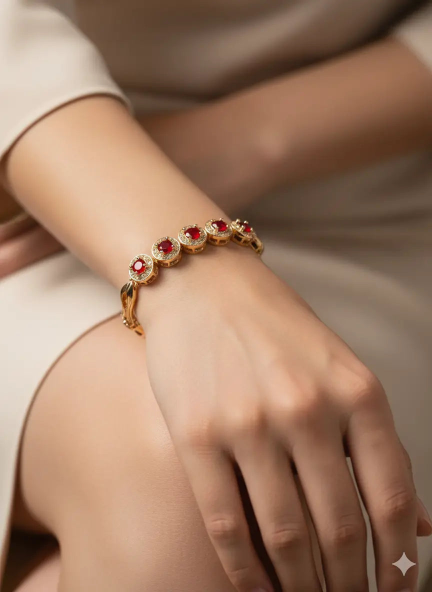 Ruby Shine Bracelet Gold Plated Elegant Women’s Jewelry
