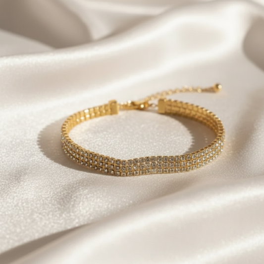 Luxury Gold-Plated Crystal Tennis Bracelet
