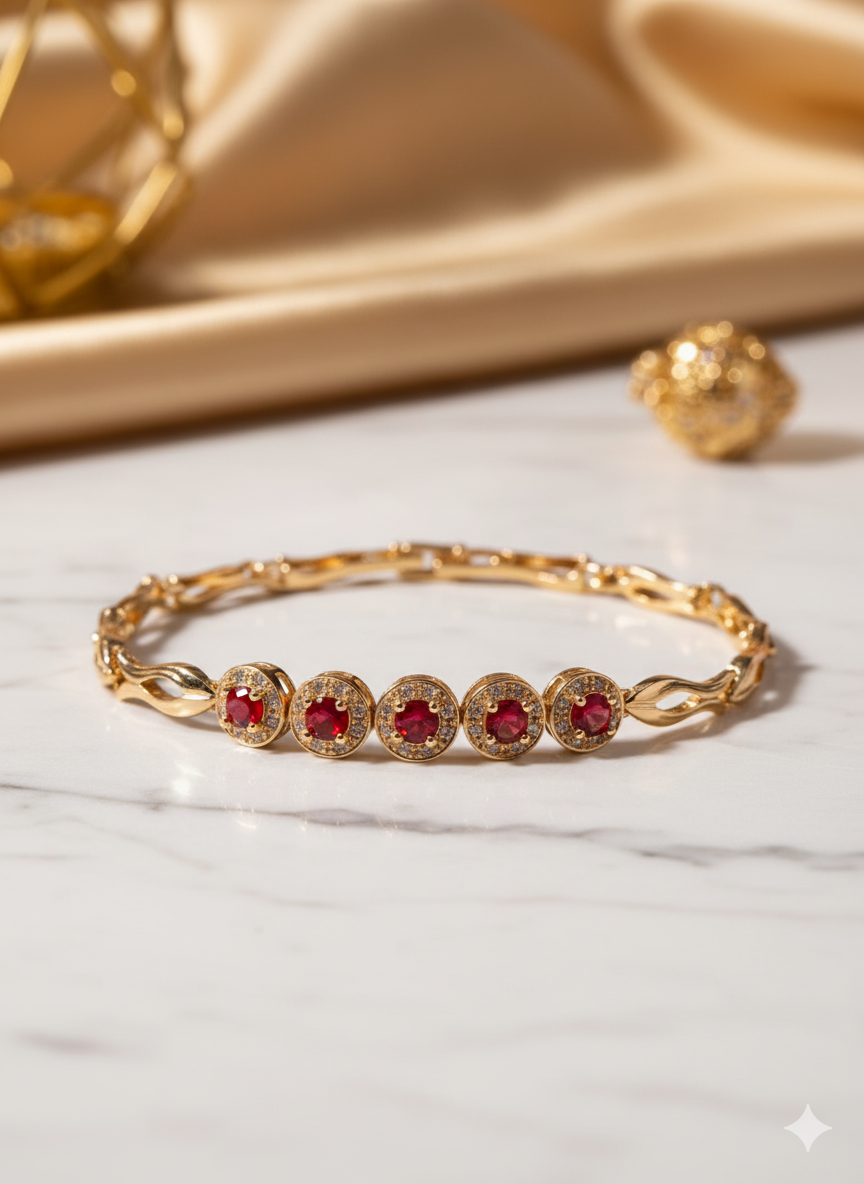 Ruby Shine Bracelet Gold Plated Elegant Women’s Jewelry