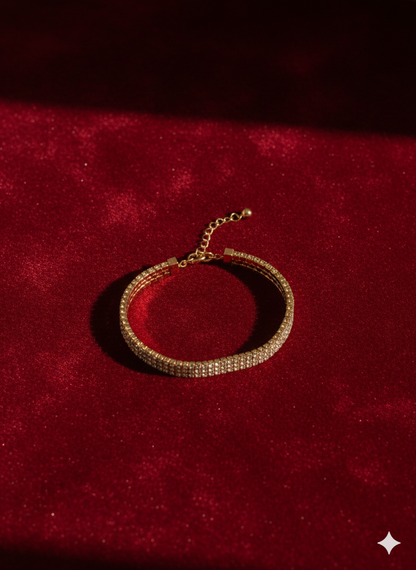 Luxury Gold-Plated Crystal Tennis Bracelet