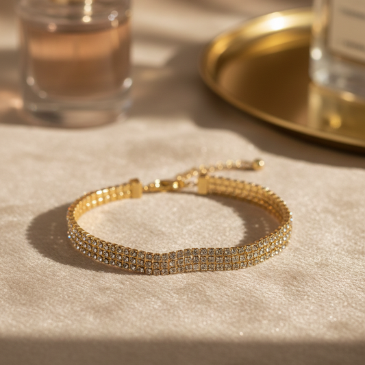 Luxury Gold-Plated Crystal Tennis Bracelet