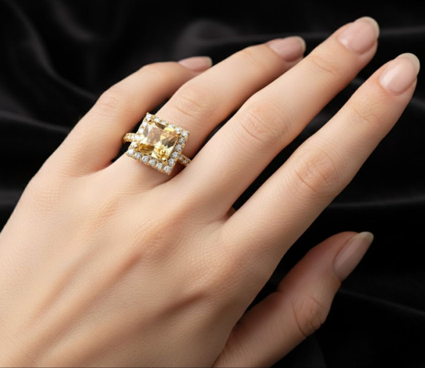 Royal Black Gem Gold Ring – Elegant & Trendy Artificial Jewellery