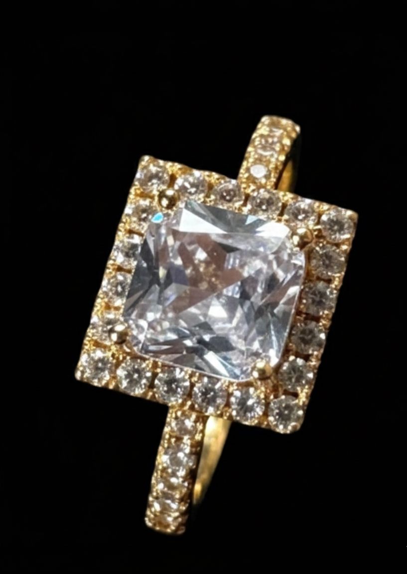 Royal Black Gem Gold Ring – Elegant & Trendy Artificial Jewellery