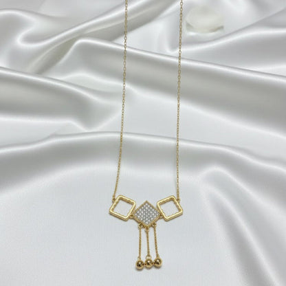 Elegant Gold Geometric Dangle Necklace