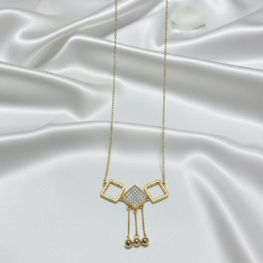 Elegant Gold Geometric Dangle Necklace