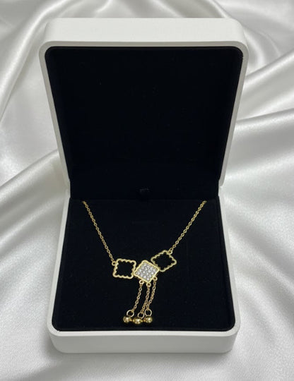 Elegant Gold Geometric Dangle Necklace