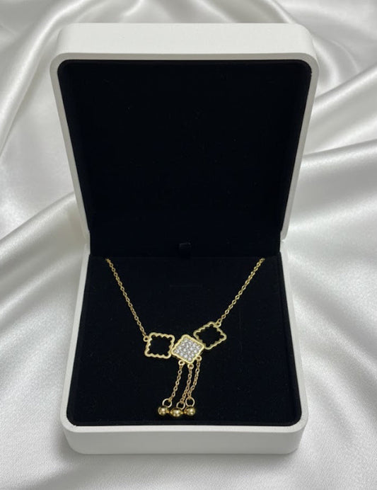 Elegant Gold Geometric Dangle Necklace